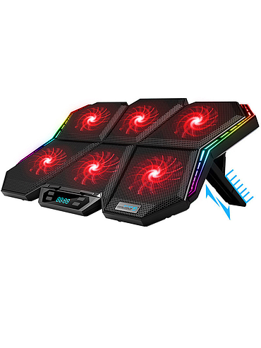 Cooler Gamer Retroiluminado Portatil  6 Ventiladores ROJO