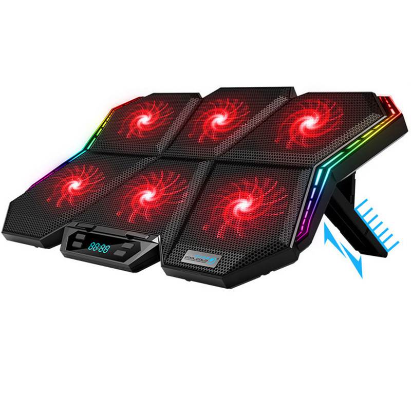 Cooler Gamer Retroiluminado Portatil  6 Ventiladores ROJO