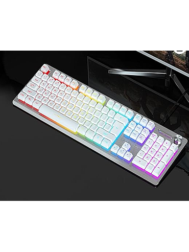 Teclado blanco retroiluminado Wolverine K002 Iridiscence