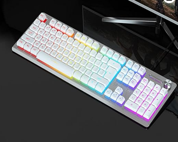 Teclado blanco retroiluminado Wolverine K002 Iridiscence